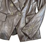 Milly Inez Faux Leather Blazer in Brown, Size US 6 Photo 5