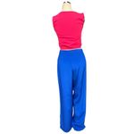 Vintage Simply Silk Royal Blue 100% Silk Wide Leg Pants Size Large Crop Length Photo 3