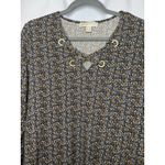 Michael Kors  Woman's Size Med Tunic Stretch V-neck Bell Sleeve Floral Brown Photo 1