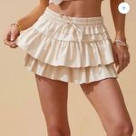 Day + Moon Leather Ivory Ruffle Skirt Women’s Medium White Photo 0