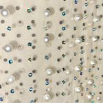 Love j Crewneck Sleveless Pearl & Rhinestone Sheer Ivory Mesh Crop Tank Top Photo 7