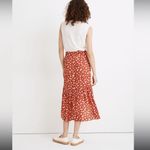 Madewell  Ruffle Wrap Midi Skirt Orange Floral Long Modest Size 4 AO371 Photo 3