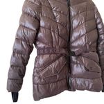 Michael Kors MK Brown Sheen Belted Puffer Jacket Size L Photo 2