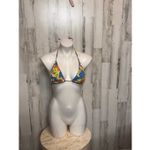 Multicolor Floral Triangle Bikini Top – Size Medium Green Photo 1