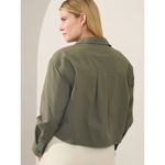 Athleta New  XL Midday Cropped Poplin Button Up Shirt Moss Green X-Large Photo 4
