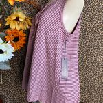 Doe & Rae ✅3/$30✅ NWT  Rose/Black Striped Rayon V-Neck Lace Up Tank Top Blouse LARGE Photo 3