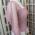 Blashe Pink Peasant Boho Bodysuit Sweetheart Neckline Ruched Front Size M New Size M Photo 3