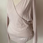 The Limited  wrap front knit shirt top v neck cross cross side zipper small beige tan Photo 4