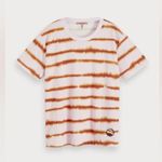 Scotch & Soda Orange Pink Tie-Dye Stripe T-Shirt Size Large Photo 3