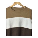 Fall Colorblock‎ Striped Sweater Brown White Orange Knit Women Size Small Photo 2