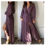 Anthropologie NAT by Natalie Martin Nico Wrap Duster Dress Floral Maxi Medium Purple Photo 1