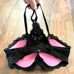 PINK - Victoria's Secret PINK VICTORIA’S SECRET Date Racerback black lace bra, size 36D Photo 3