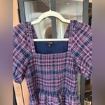 Madewell  smocked dress Lucie Puff short Sleeve Mini Rockfern plaid babydoll Photo 3