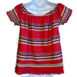 Anthropologie DRA On or Off Shoulder Fiesta Print Fringe Trim Top NWT XS Photo 5
