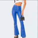 Edikted  Luna Blue Faux Leather Flare Jeans Size Medium Photo 7