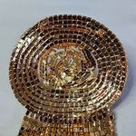 Large Statement Rose Flower Brooch Pin Yellow Gold Rhinestone Fringe New Photo 8
