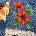 Tiara International TIARA Vintage Patchwork Enbroidery Full Zip Cardigan Sz M Blue Retro Cottage Y2K Photo 8