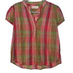 Old Navy  SEMI SHEER PINK GREEN PLAID PULLOVER BLOUSE MEDIUM Photo 0