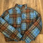 Wild Fable Plaid Puffer Jacket Cropped Photo 0