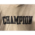 Champion  Hoodie Women Small Gray Pullover Sweatshirt Checked Spellout Streetwear Photo 3