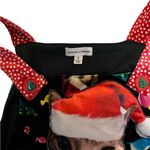 Love On A Hanger Black Christmas Ugly Sweater Kitty Cat Velour Overalls Sz Small Red Photo 8