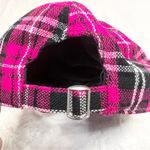 Disney  Parks Rhinestone Mickey Mouse Hot Pink & Black Plaid Cap Women’s Hat Photo 6