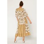 Current Air  Multi Floral Tiered Midi Dress in Yellow Green & Cream Photo 6