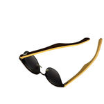 Bamboo Wood & Bronze Round Sunglasses – Gradient Lenses, Unisex Vintage Style Photo 5