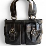 Coach Vintage Black Leather Shoulder Bag with Silver Hardware Photo 0