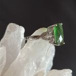 Stauer NWOT cushion cut Helenite & lab Diamond Aura stones in 925 silver setting Green Photo 1