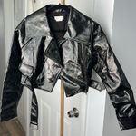 Lovers + Friends  Emilia Crinkle Leather Moto Jacket Cropped XS $278 Photo 4