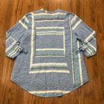Habitat  Top Womens Large Striped Shirt Blue White Lagenlook Button Down Tunic Photo 4
