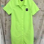 Stüssy Stussy Nomi House Dress Light Neon Green Snap Button Shirt Dress Photo 2