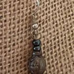 Vintage Native American Bear Dangle Earrings Stone Hematite Hook Photo 2