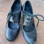 Born Shoes Born retro leather black heeled lace up clogs sz 8 Photo 1