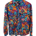 VTG Roper Aztec Southwestern Neon Button Up Shirt Large Cotton Rodeo Cowboy Photo 0