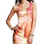 Ann Taylor  Watercolor Satin Finish Sheath Party Dress Women's 10 Orange Red‎ Photo 0