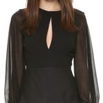 C/MEO COLLECTIVE Counting Stars Top Black Sheer Sleeve Peplum Keyhole Medium Photo 0