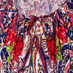 Boston Proper ‎ Womens Mirror Print Knit Blouse Tie at Neck Bell Sleeve Small Photo 5