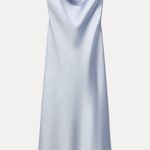 ZARA  dress wedding maxi slip midi satin effect baby blue coctail party date coctail Photo 4