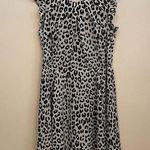 SheIn Leopard Cheetah Print Ruffle Short Sleeve Lace Open Back Dress Black White M Photo 0