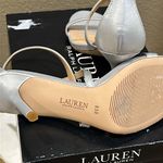NWT Lauren Ralph Lauren Gabriele Metallic Leather Sandal Silver Size 8.5 Photo 7