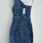 Retrofete Dress Womens XS Denim Fitted Belted Festival Boho Fringe Cowgirl Jean Blue Photo 7