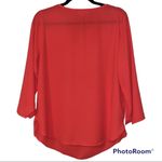 Veronica M . large blouse round neck 3/4 sleeve sheer orange polyester pre owned Photo 5