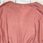 Abound  Waffle Knit Notch V Neck Long Sleeve Top NEW in Pink Compact 1X Photo 9