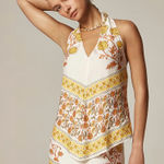 J.Crew Open-back Halter Top Sunset Rose Block Print Pristine Photo 0