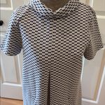 Tyler Boe Navy and White Textured Pleated Pocket Short Sleeve Dress Size M Photo 1