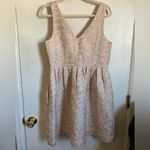 J.Crew Factory New Pink Rose Gold V Neck Jacquard Flare Dress Photo 12