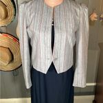 70’s Gray and Red Varied Pinstripes Blazer with Cropped Design Medium Wool Blend Photo 0