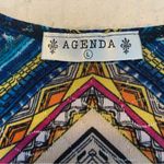 Vintage Agenda Mixed Pattern 3/4 Sleeve Top 90s Large L VTG Blue Photo 7